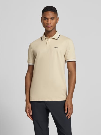 BOSS Green Slim Fit Poloshirt aus reiner Baumwolle Modell 'PAUL' Beige 4