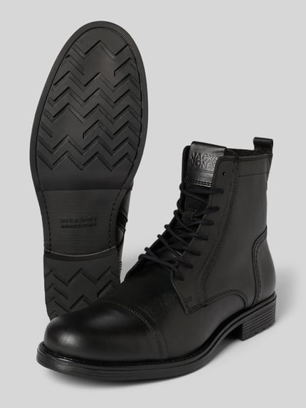 JACK & JONES Boots van leer met ritssluiting, model 'RUSSEL' Zwart - 4