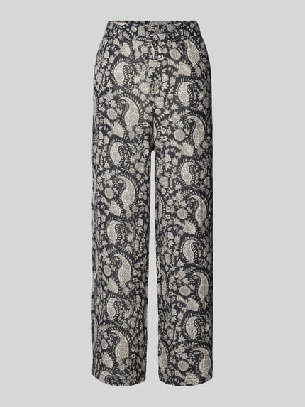 Wide fit stoffen broek met elastische band Shop The Look MANNEQUINE