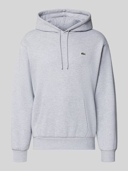 Produktfoto, Relaxed Fit Hoodie aus Baumwoll-Mix von Lacoste in Hellgrau mit Kängurutasche und feiner Struktur, Herren Sweatshirt von Lacoste
