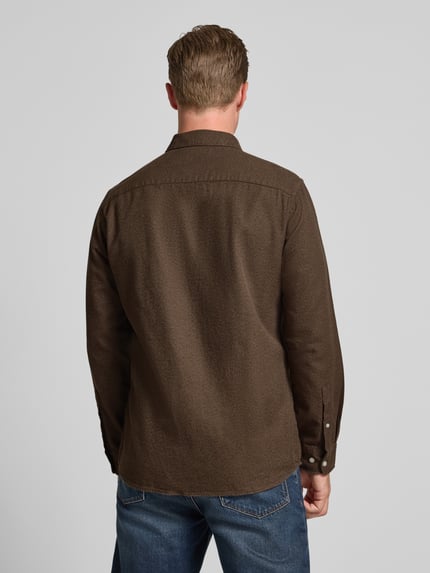 Selected Koszula casualowa o kroju regular fit z czystej bawełny model ‘NOAH’ Czekoladowy 5