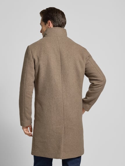 Selected Płaszcz wełniany o kroju regular fit ze wstawką pikowaną model ‘Rainar’ Szarobrązowy 5