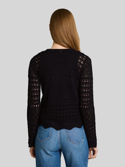 Tom Tailor Denim Relaxed Fit Strickjacke aus Baumwoll-Mix in Strickoptik Black 5