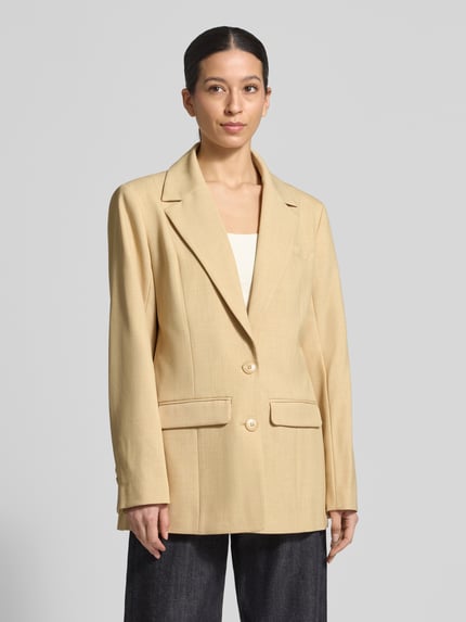 Gestuz regular fit blazer met viscose model 'stacy' Pastelgeel gemêleerd - 4