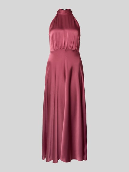 Productfoto, cocktailjurk met halter van Samsøe Samsøe in roze, elastische materiaalmix, getailleerd, midi-jurk, gladde textuur