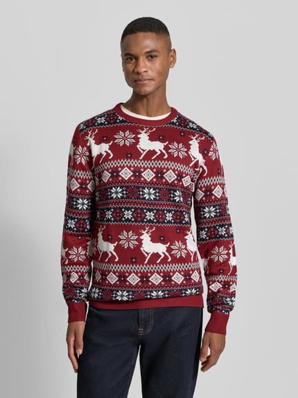Lindbergh Strickpullover im Allover-Look Bordeaux 4
