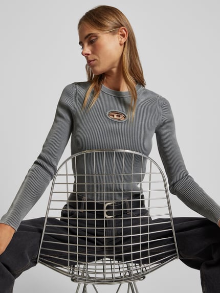 Diesel shirt met lange mouwen met labeldetail Lichtgrijs - 3