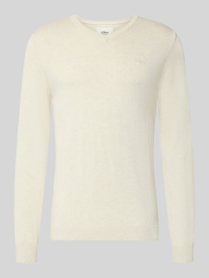 s.Oliver RED LABEL Pullover mit Logo-Stitching Offwhite 1