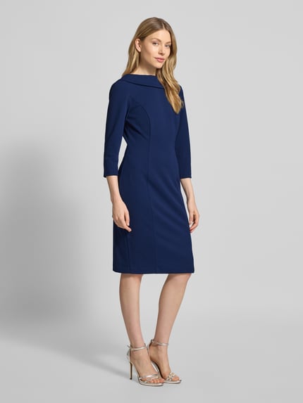 Adrianna Papell Knielanges Cocktailkleid mit 3/4-Arm Dunkelblau 1