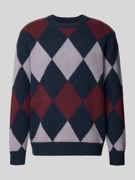 Wood Wood Strickpullover mit gerippten Abschlüssen Modell 'Jan' Marine 2
