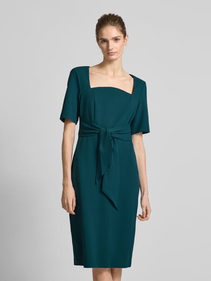 Adrianna Papell Knielanges Cocktailkleid mit Bindegürtel Dunkelgruen 4