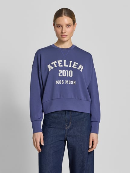 MOS MOSH relaxed fit sweatshirt van viscosemix model 'Nima' Bleu - 4