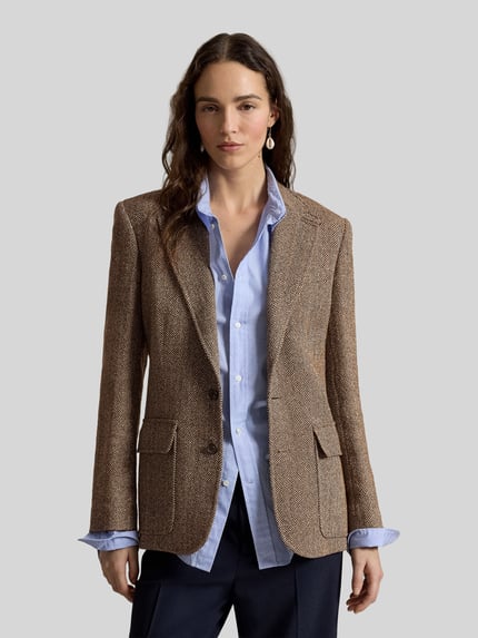Polo Ralph Lauren Żakiet w kroju regular fit z mieszanki lnu z domieszką jedwabiu Camel melanż 4