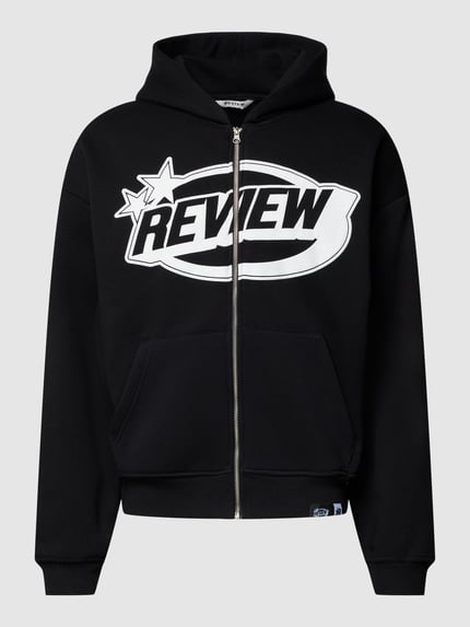 REVIEW Sweatjacke mit Label-Print Black 2