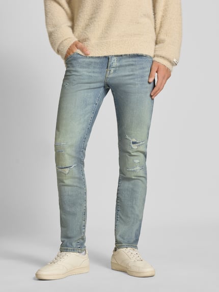 JACK & JONES Jeansy o kroju slim fit z prążkowaniem model ‘Glenn’ Jeansowy niebieski 4