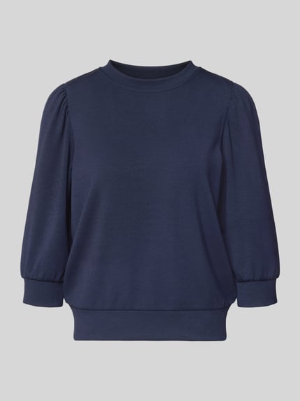 Productfoto, Loose Fit Sweatshirt mit 3/4-Arm van Rich & Royal, donkerblauw, ballonmouwen, opstaande kraag, modal-mix met stretch