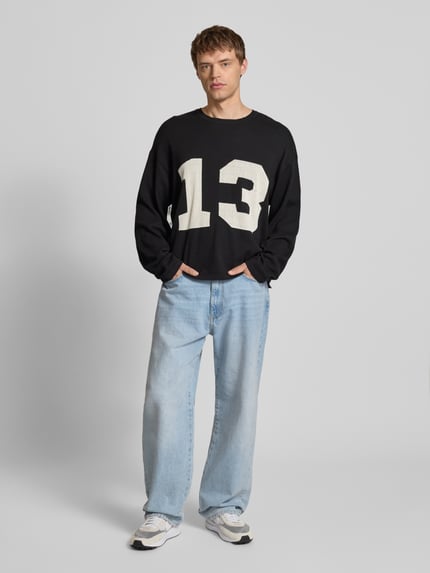 REVIEW Gebreide pullover met extra brede schouders Zwart - 1