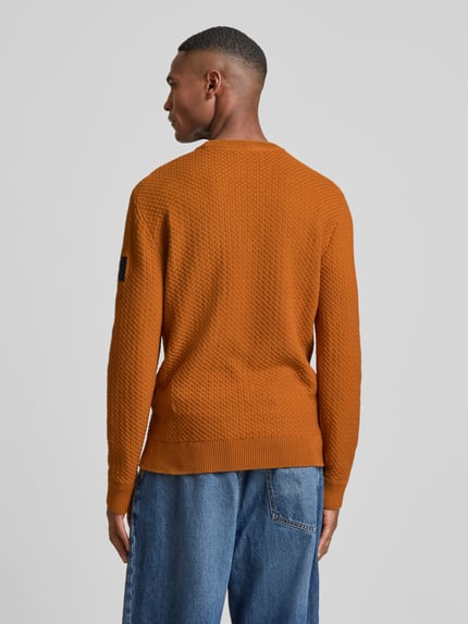 Tom Tailor Regular Fit Strickpullover aus reiner Baumwolle mit Strickmuster DUNKEL GELB 5