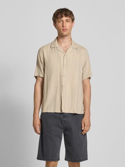 ONLY & SONS Regular Fit Freizeithemd mit Leinen-Anteil Modell 'ROBERT' Beige 4