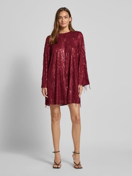 YAS Minikleid mit Rundhalsausschnitt Modell 'Lantra' Bordeaux 1