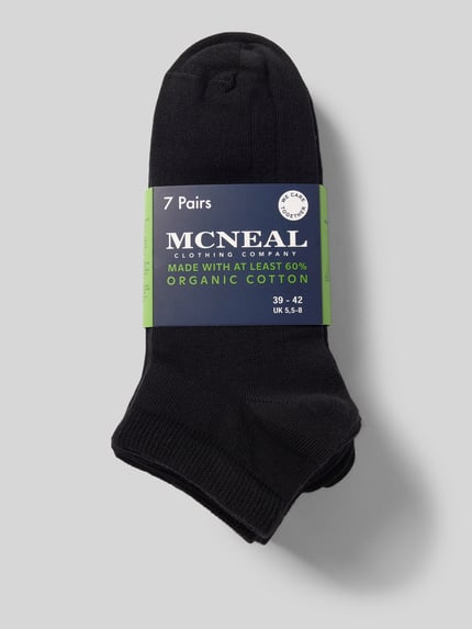 Produktfoto, Sneakersocken im 7er-Pack mit Label-Detail von MCNEAL aus schwarzem Baumwoll-Mix mit Stretch und gerippten Bündchen.