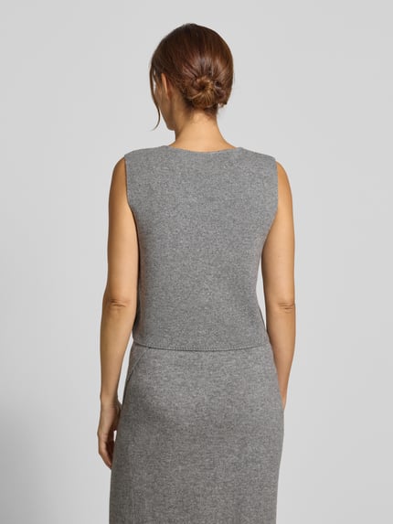 Oui Slim fit mouwloos vest met wol Lichtgrijs gemêleerd - 5