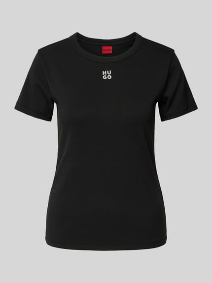 HUGO T-Shirt mit Label-Stitching Modell 'Deloris' Black 2