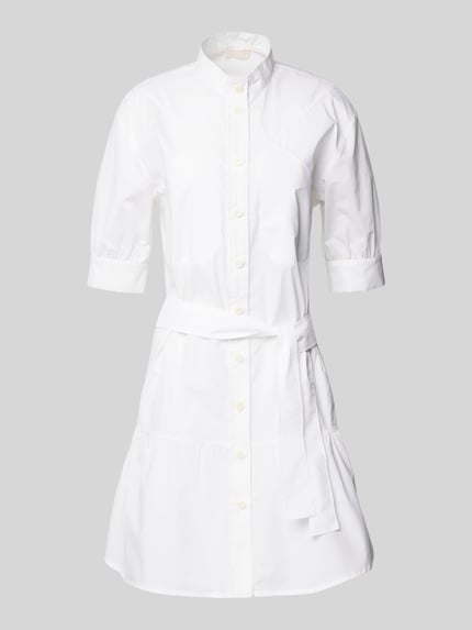 Liu Jo White Hemdblusenkleid mit Stehkragen und Bindegürtel Weiss 2