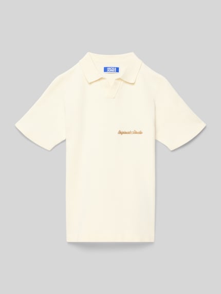 Produktfoto, Regular Fit koszulka polo z wyhaftowanym logo model 'Rebro' od Jack & Jones, bawełna, krótki rękaw, kołnierzyk polo, długość tyłu w rozmiarze 140: 51 cm