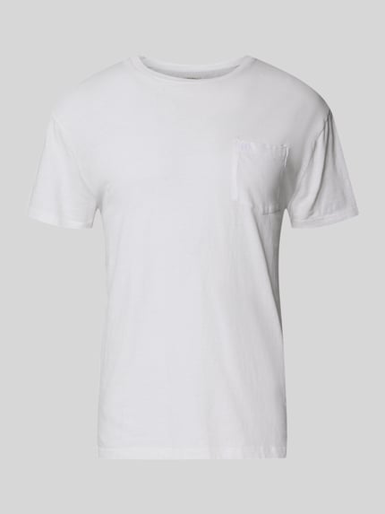 T-Shirt aus Baumwoll-Leinen-Mix mit Brusttasche Shop The Look MANNEQUINE