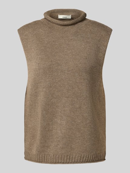 0039 Italy Gebreid shirt van kasjmiermix met col, model 'LACY' Taupe - 2