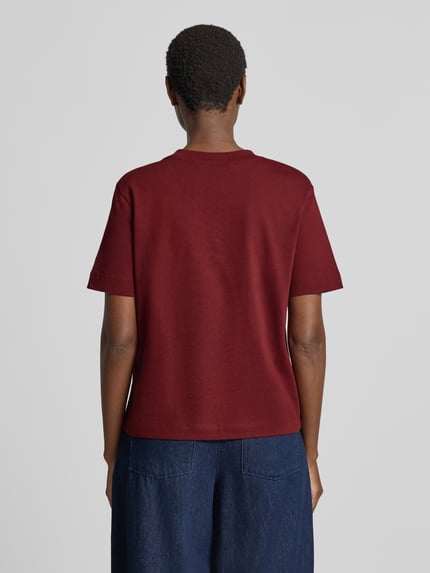 Selected T-shirt o kroju boxy fit z czystej bawełny model 'ESSENTIAL' Bordowy 5