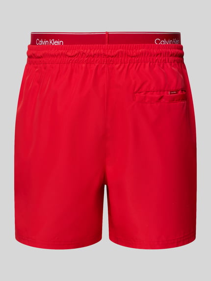 Produktfoto, Regular Fit Shorts met geïntegreerde slip van Calvin Klein Underwear in rood, gestikt logo, elastische band met tunnelkoord