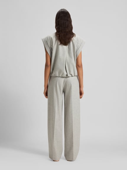 BOSS Orange Wijde broek van flanel met wol, model 'TAFLONG' Lichtgrijs gemêleerd - 5