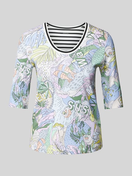 Marc Cain T-shirt z rękawem o dł. 1/2 Jasnofioletowy 2