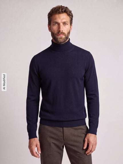 Jake*s Studio Men Regular Fit Rollkragenpullover aus reiner Wolle Marine 4