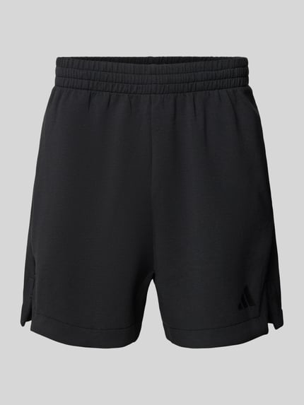 Produktfoto, Regular Fit Sweatshorts mit Modal und Baumwoll-Anteil von adidas Sportswear, czarne, jednolite, krój regular fit, logo, kieszenie boczne, elastyczny pas z troczkiem, materiał mieszany z modalem i bawełną, faktura dresowa