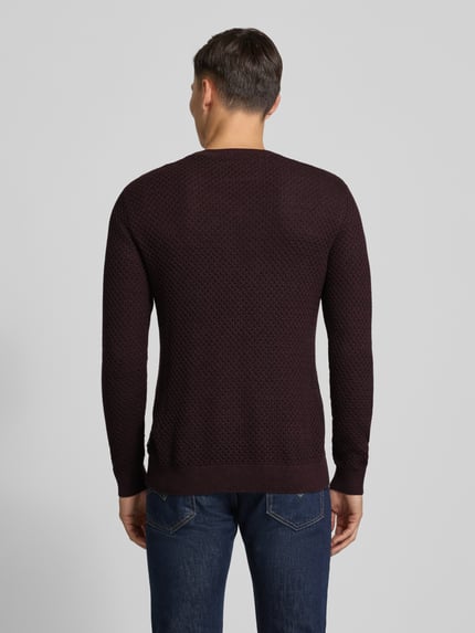 JACK & JONES Premium Strickpullover mit Strukturmuster Modell 'BARKLEY' Bordeaux 5