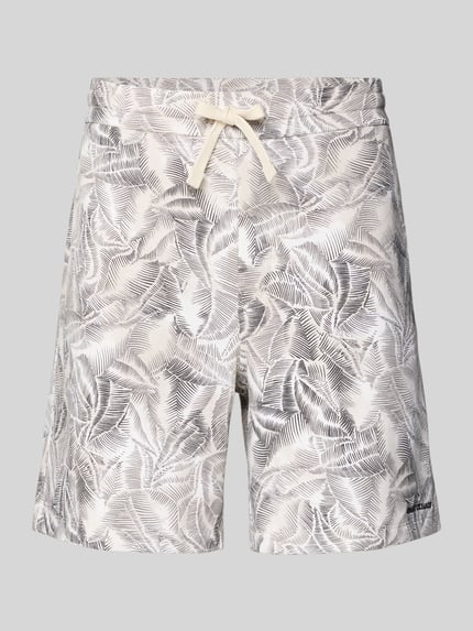 Produktfoto, Shorts im Allover-Look von ARMANI EXCHANGE, Beige und Grau, Regular Fit, reine Baumwolle, elastischer Bund, abstraktes Muster