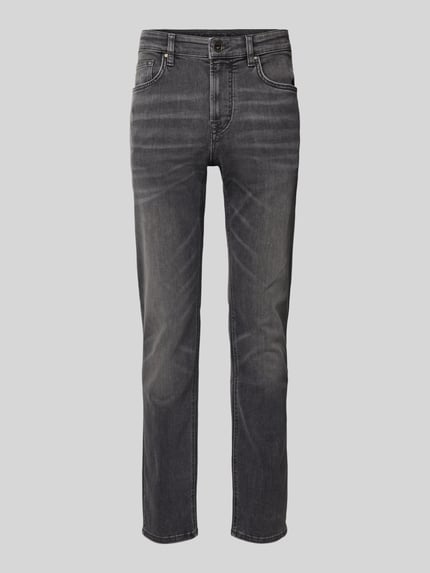 Produktfoto, Regular Fit Jeans mit Stretch-Anteil Modell 'Mitch' van JOOP!, grijs katoenmix, 5-pocket, elastische taille, duidelijk stiksel, leer label.