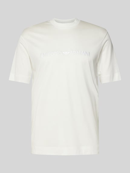 Emporio Armani T-Shirt mit Label-Stitching Offwhite 2