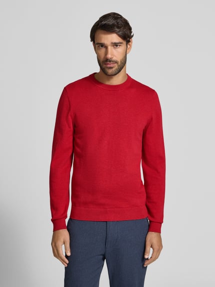 MCNEAL Strickpullover aus Baumwoll-Kaschmir-Mix mit Rundhalsausschnitt Rot Melange 4