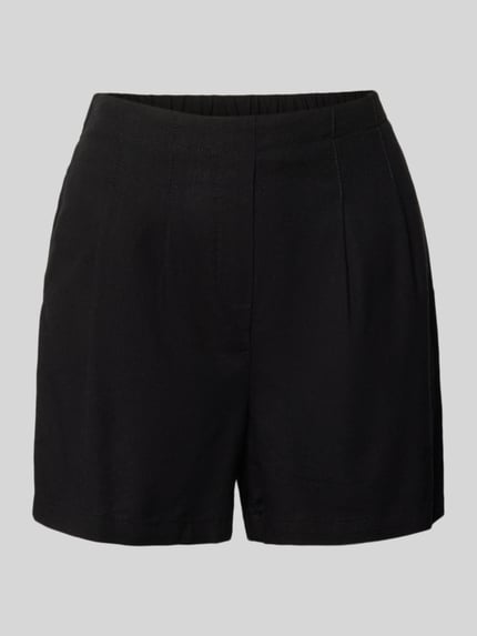 Productfoto, Relaxed Fit Bermudas uit viscose-linnenmix model 'JESMILO' van Vero Moda, uni look, elastische tailleband, steekzakken, flammé garen, zwart
