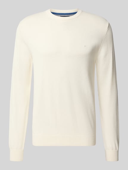Christian Berg Men Regular Fit Strickpullover aus Baumwoll-Woll-Mix Offwhite Melange 1