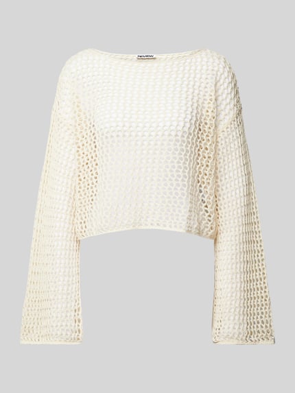 REVIEW Sweter z dzianiny z ażurowym wzorem Złamany biały 2