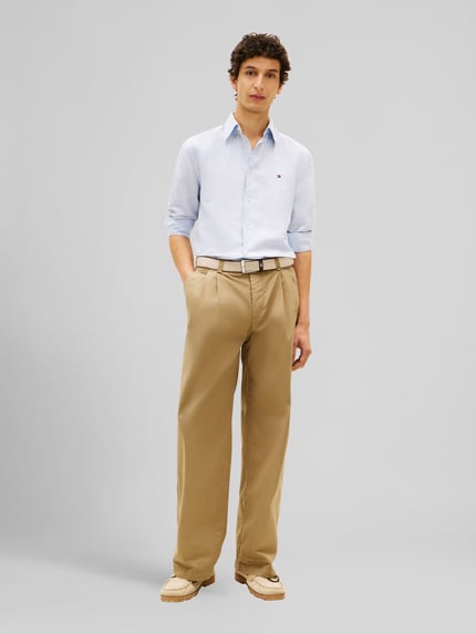 Tommy Hilfiger Regular Fit Freizeithemd aus Baumwoll-Leinen-Mix Bleu 1