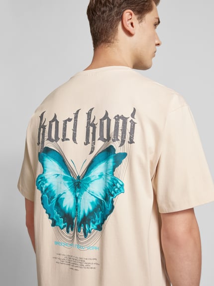 Karl Kani T-Shirt mit Label-Print Modell 'Signature' Beige 3