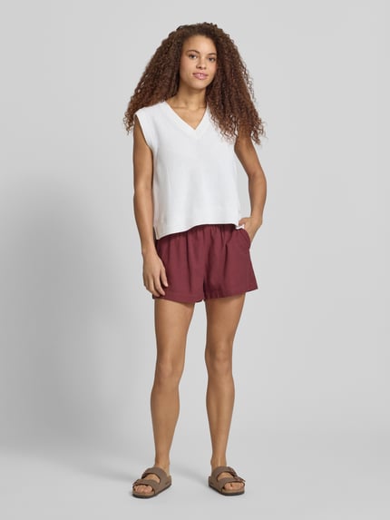 ONLY Relaxed Fit Bermudas aus Viskose-Leinen-Mix Modell 'GOA' Mauve 1