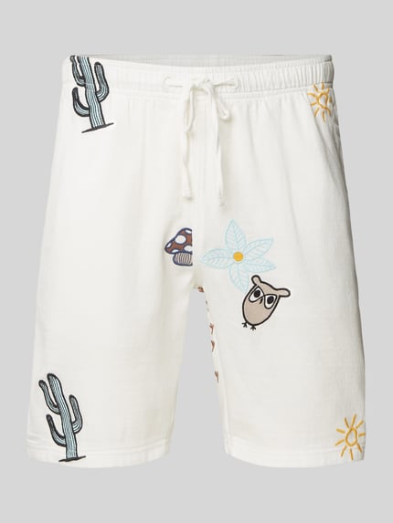 KnowledgeCotton Apparel Loose Fit Shorts mit Motiv-Stitching Offwhite 2