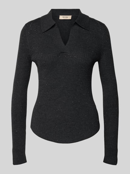 MOS MOSH Strickpullover aus Wolle mit Polokragen Modell 'Ronika' Dunkelgrau 2